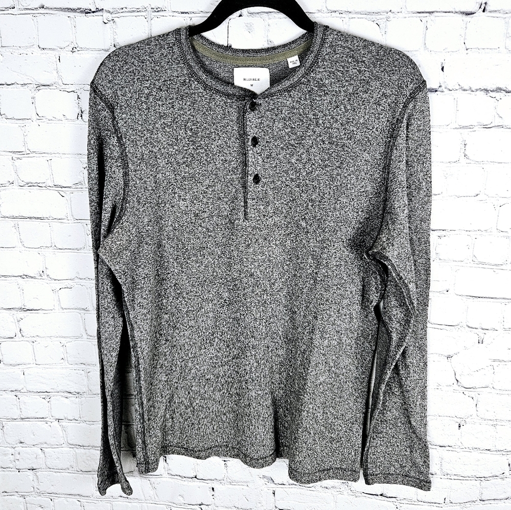 BILLY REID | Mouline heathered grey long sleeve henley shirt